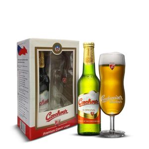 Kit-Presenteavel-Cerveja-Czechvar-500ml---Copo-Exclusivo-Rep.Tcheca