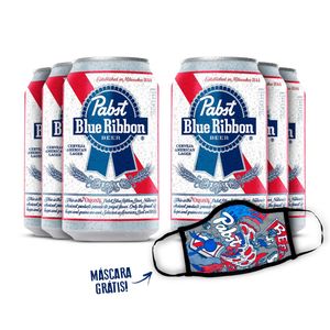 Pack-6-Pabst-Blue-Ribbon-American-Lager-350ml---Mascara-Gratis