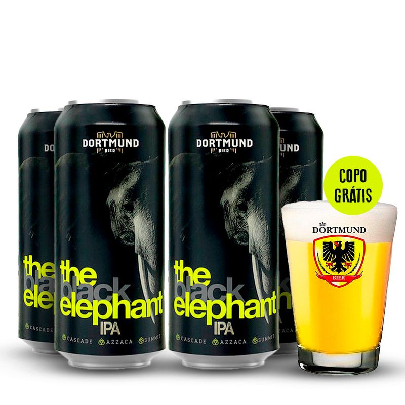 Pack-4-Cervejas-Dortmund-Black-Elephant-Black-IPA-Lata-473ml---Copo-Oficial-Gratis